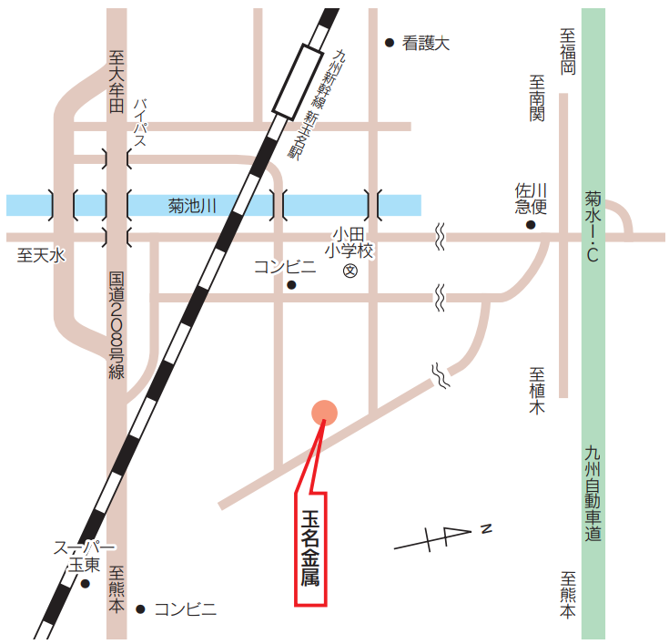 玉名金属株式会社アクセスマップ
